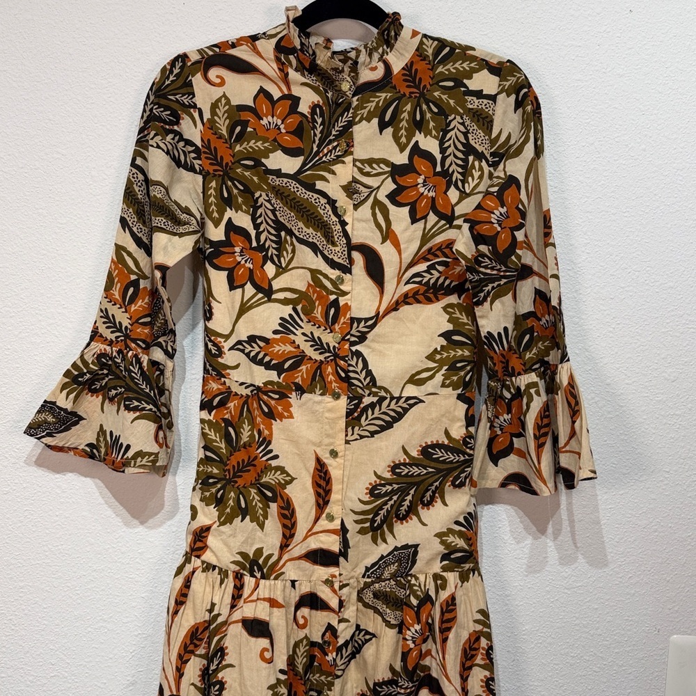 Jude Connolly Roxie Floral Button-Front Midi Dress in size XS with gold buttons - Picture 4 of 11